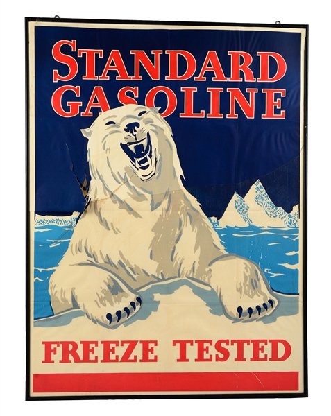 STANDARD GASOLINE FREEZE TESTED W/ POLAR BEAR PAPER ADVERTISING POSTER.