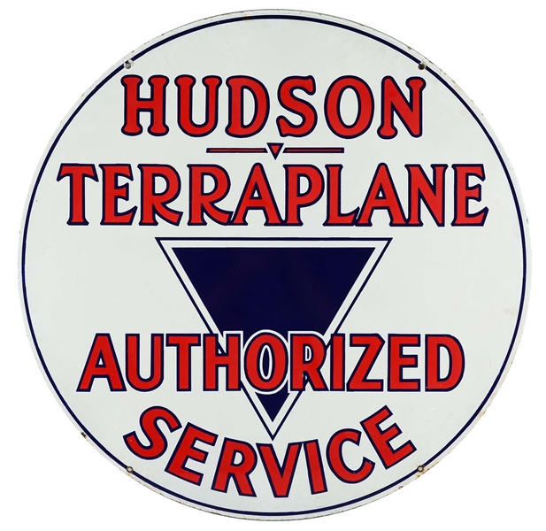 HUDSON TERRAPLANE AUTHORIZED SERVICE PORCELAIN SIGN.