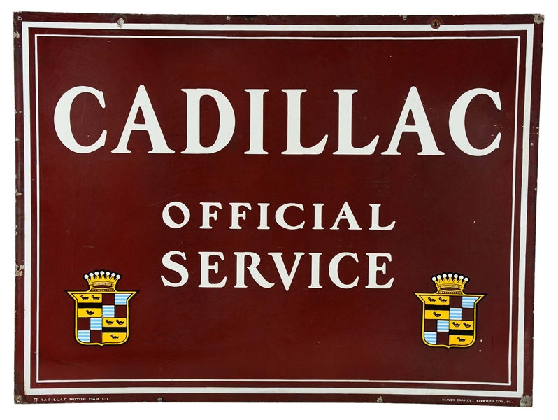 CADILLAC OFFICIAL SERVICE PORCELAIN SIGN.