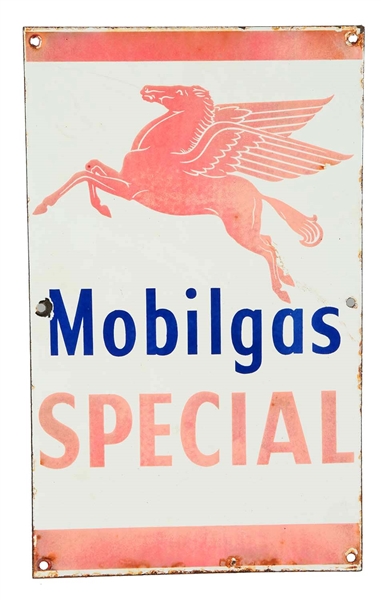 LOT OF 2: MOBILGAS & MOBILGAS SPECIAL PORCELAIN SIGNS.
