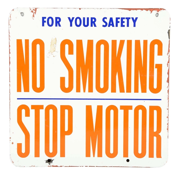 UNION 76 NO SMOKING STOP MOTOR PORCELAIN SIGN.