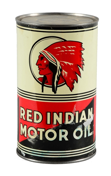 RED INDIAN MOTOR OIL IMPERIAL QUART CAN.