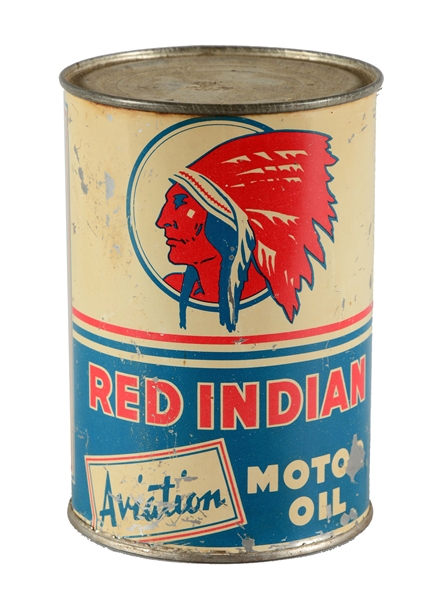 RED INDIAN AVIATION MOTOR OIL IMPERIAL QUART CAN.