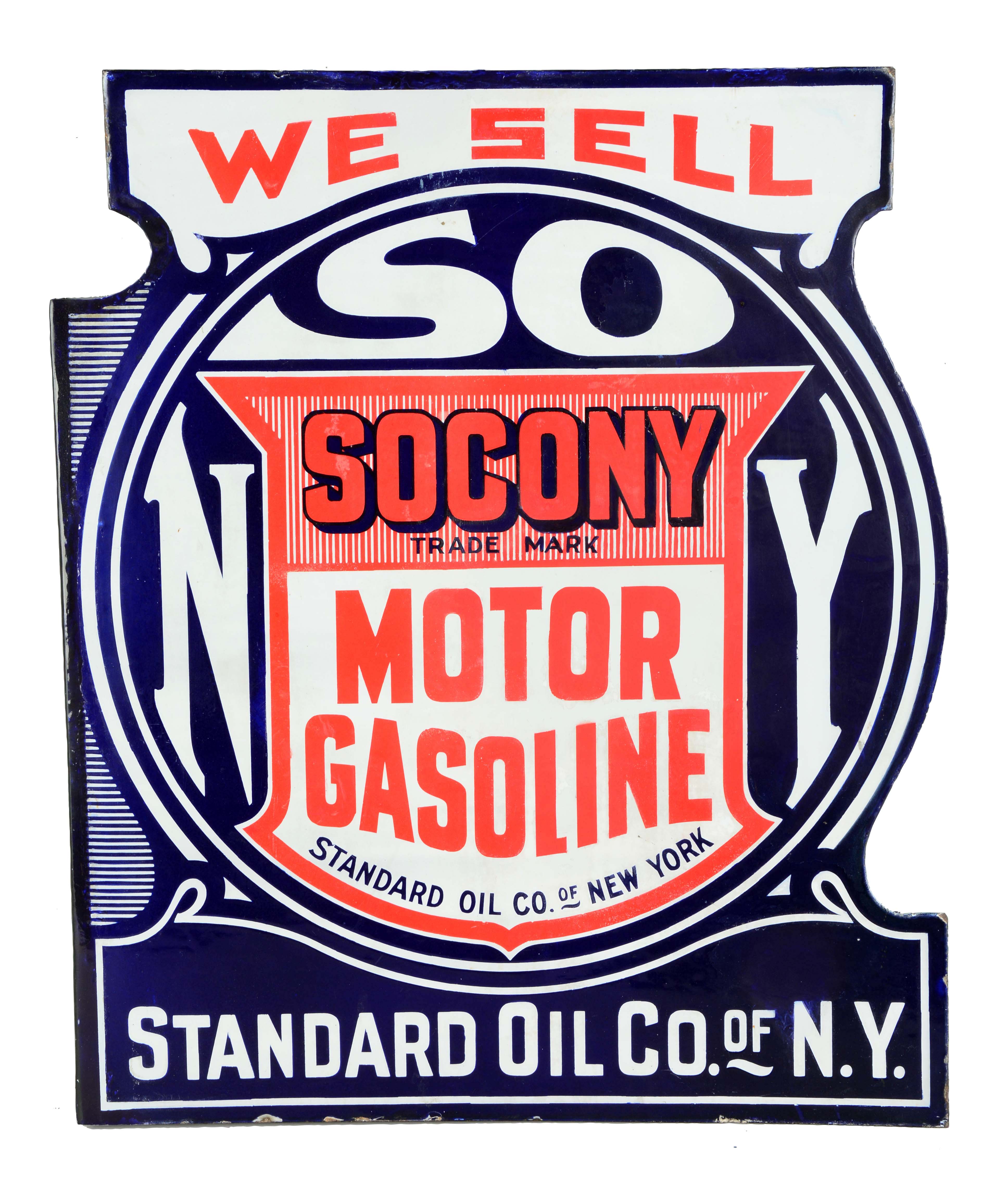 Lot Detail - VERY RARE WE SELL SOCONY MOTOR GASOLINE PORCELAIN FLANGE SIGN.