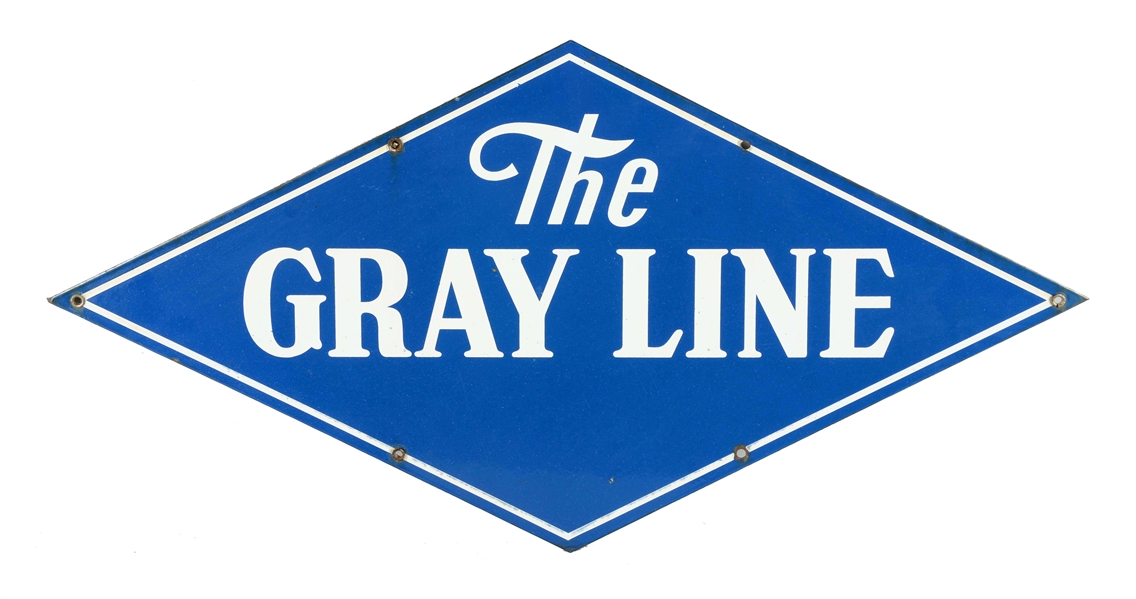 THE GRAY LINE PORCELAIN DIAMOND SHAPED SIGN.