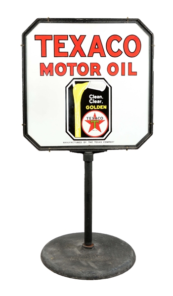 TEXACO MOTOR OIL PORCELAIN LOLLIPOP SIGN.