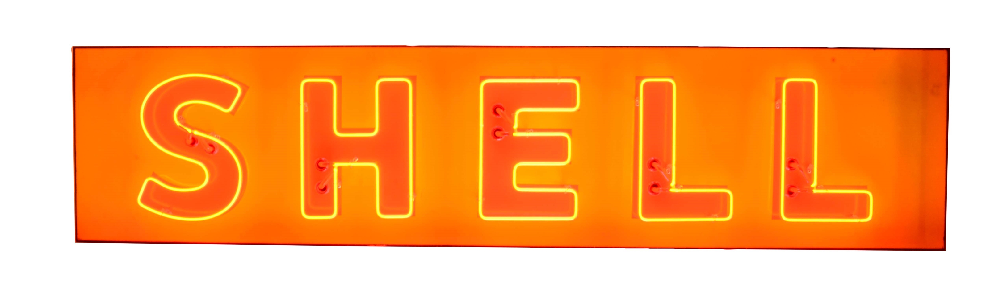 SHELL GASOLINE PORCELAIN SIGN W/ ADDED NEON.