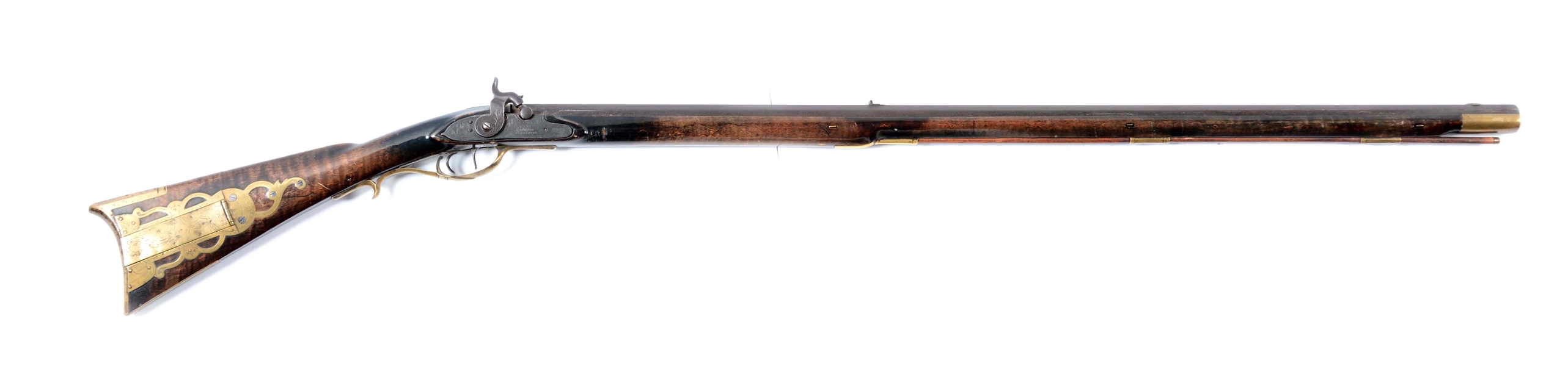 (A) FINE FULL-STOCK PERCUSSION KENTUCKY RIFLE SIGNED BY JOHN FORKER