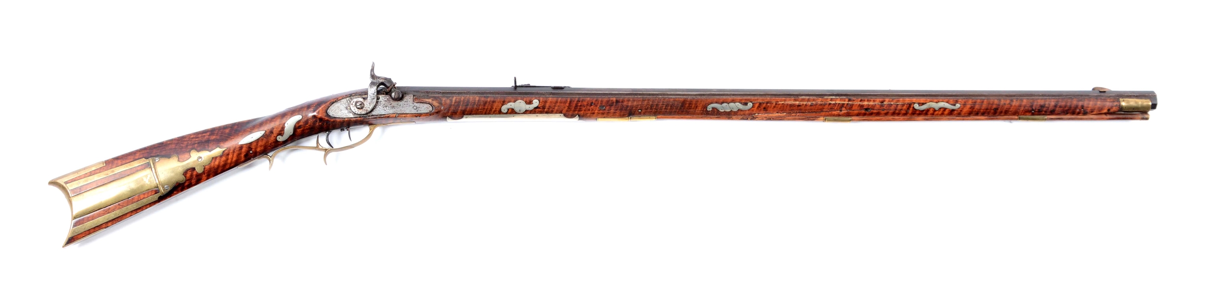 (A) FINE SILVER-INLAID FULL-STOCK KENTUCKY RIFLE BY JOSEPH SHAFER