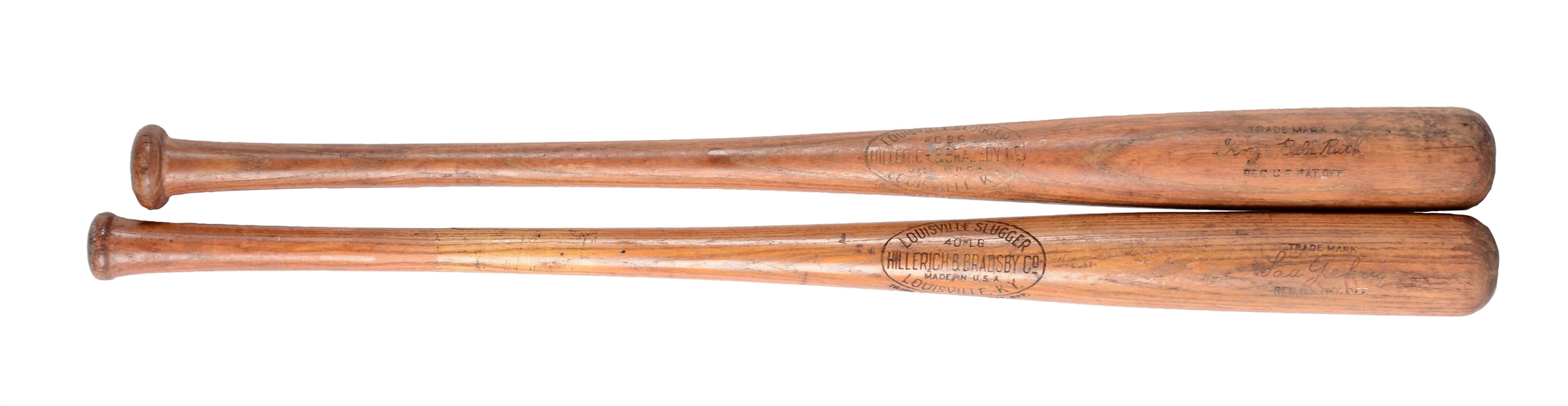LOT OF 2: BABE RUTH AND LOU GEHRIG STORE MODEL BATS.