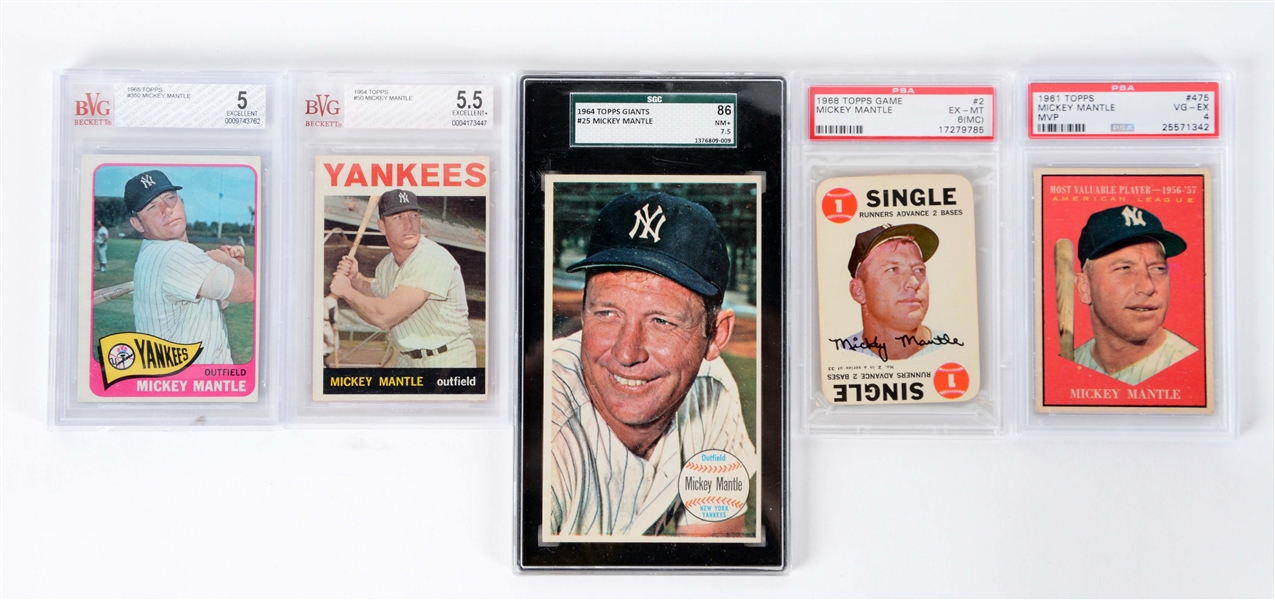 LOT OF 20: 1953-1968 NEW YORK YANKEE CARD LOT INCLUDING MICKEY MANTLE.