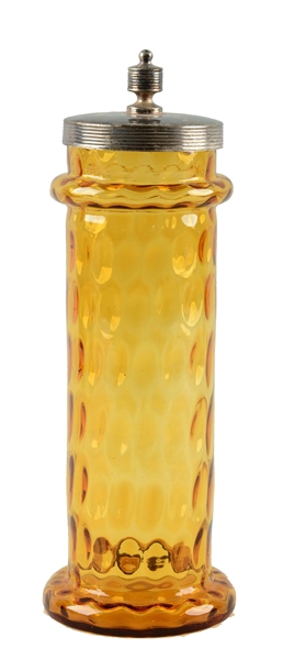 AMBER GLASS STRAW HOLDER. 