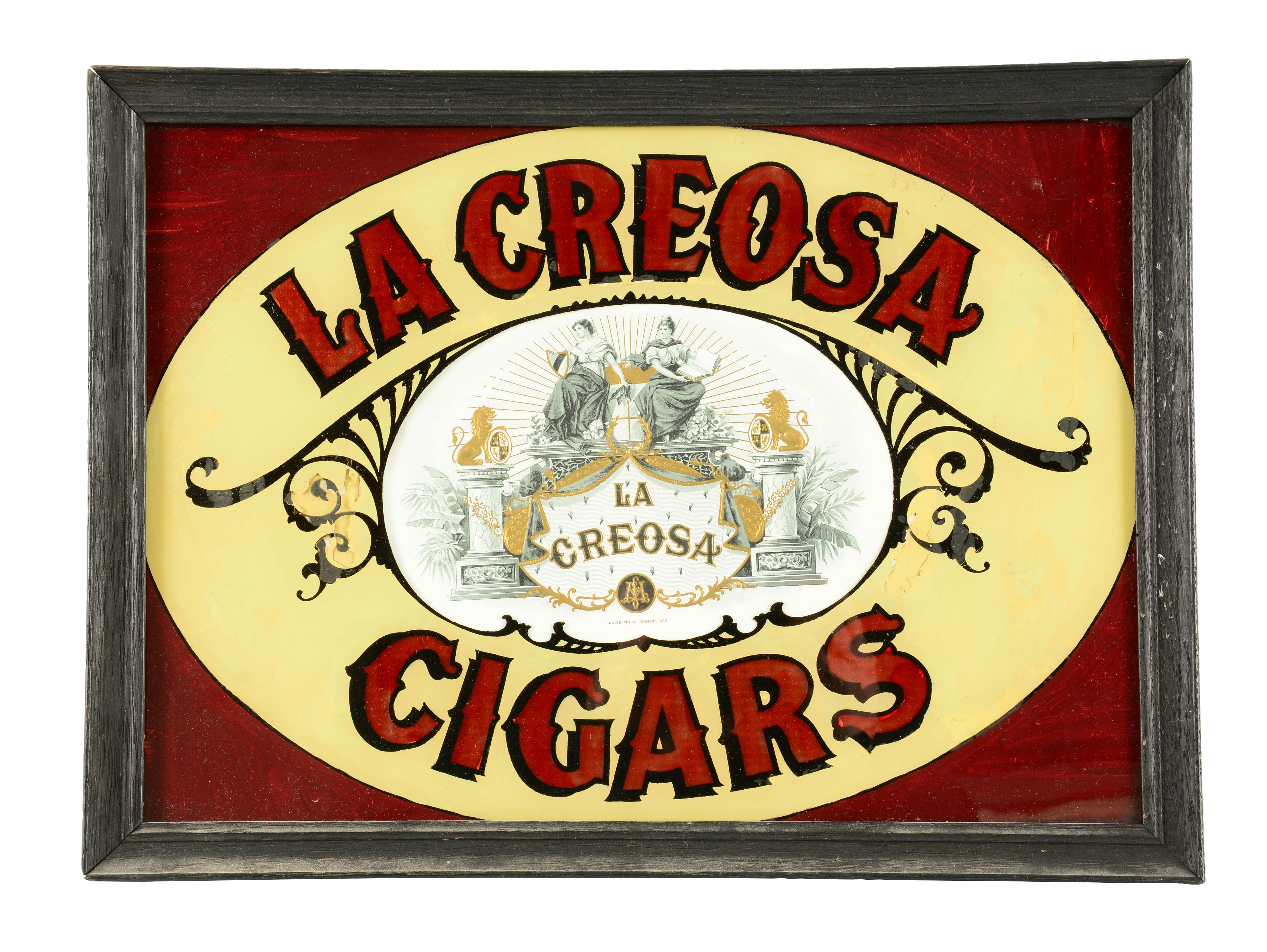 Lot Detail - LA CREOSA REVERSE ON GLASS CIGARS SIGN.