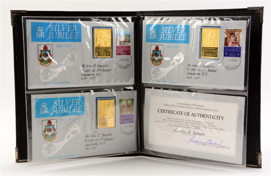 LOT OF 3: 1977 22K GOLD SILVER JUBILEE SETS.