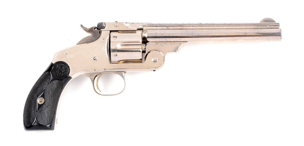 (A) NEARLY UNFIRED SMITH & WESSON FACTORY NICKEL NO. 3 SINGLE ACTION REVOLVER.