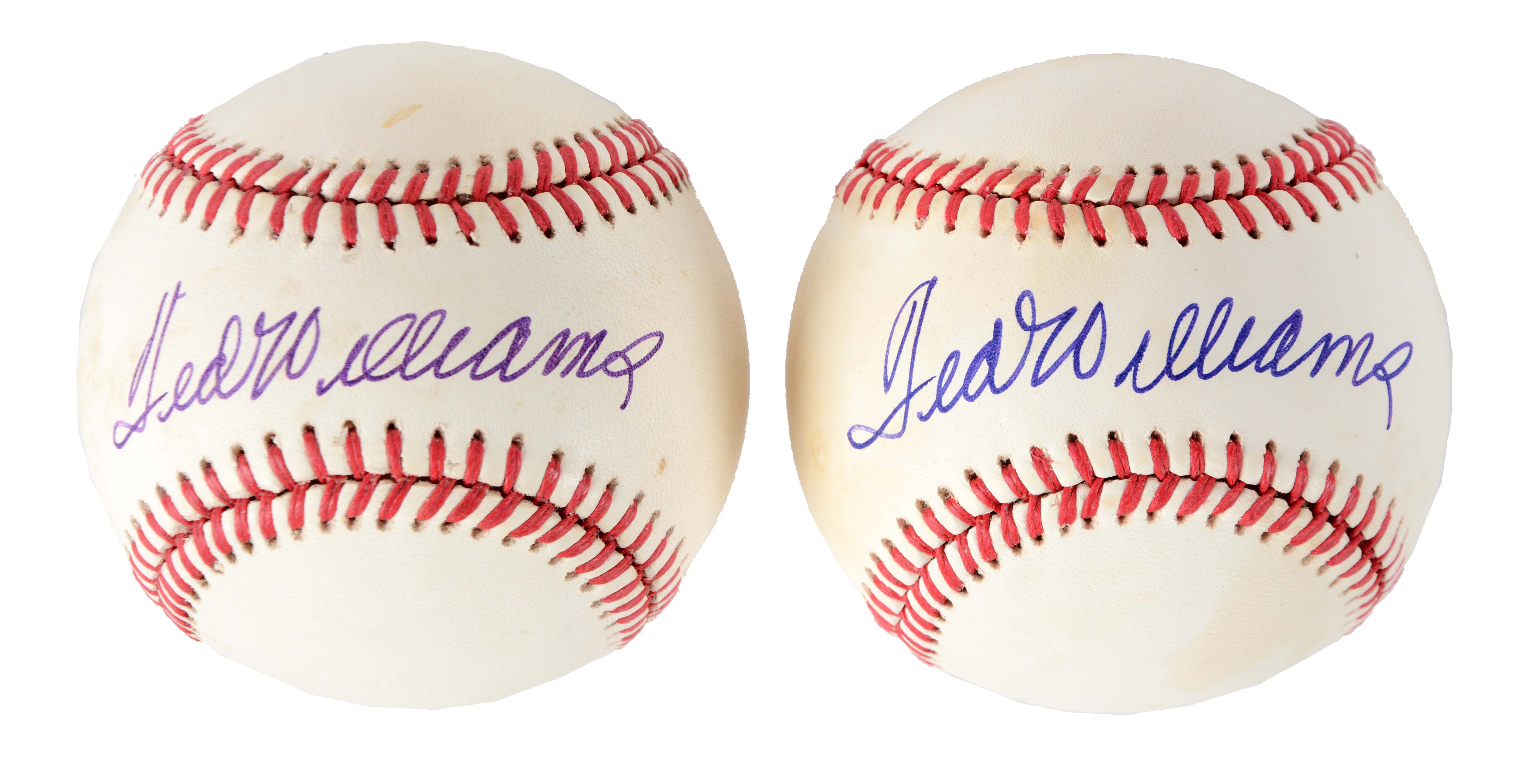 Lot of 2: Ted Williams Signed Baseballs. 