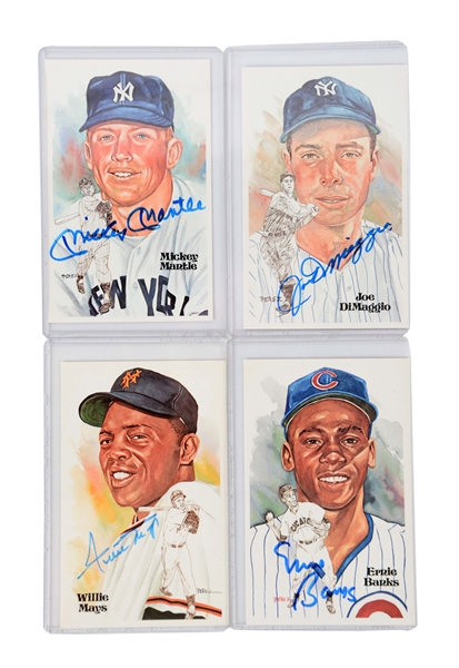 LOT OF 11: ELEVEN PEREZ STEELE SIGNED COLLECTION W/ MANTLE & DIMAGGIO & OTHERS.