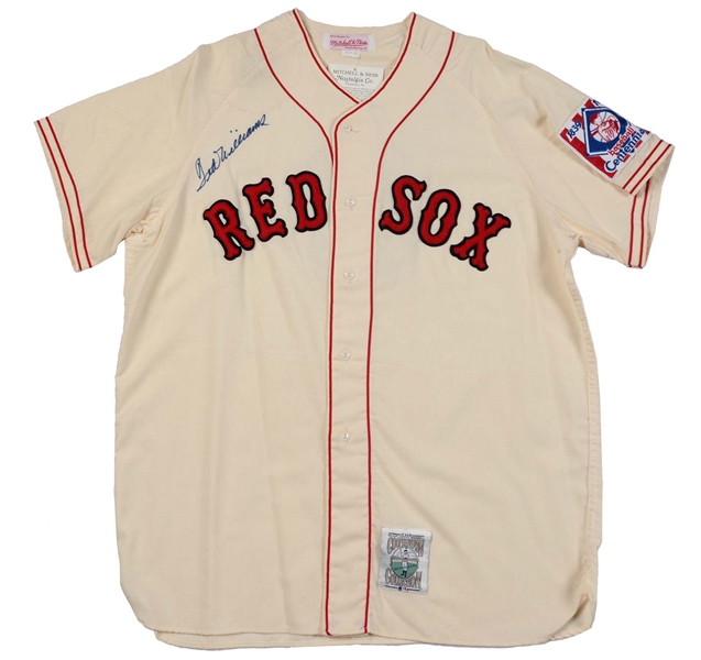 TED WILLIAMS SIGNED ROOKIE STYLE 1939 MITCHELL & NESS JERSEY.
