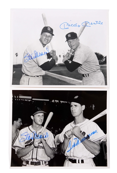 LOT OF 2: WILLIAMS/MUSIAL AND MANTLE/MUSIAL SIGNED 8X10".