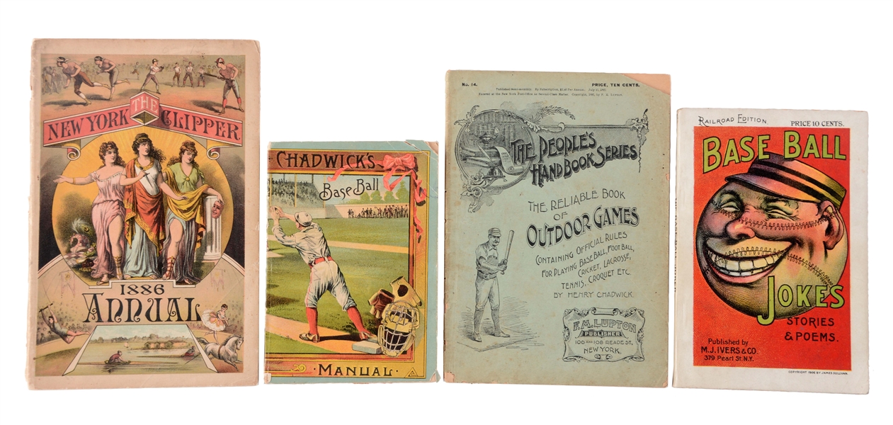 LOT OF 4: COLLECTION OF 19TH & EARLY 20TH CENTURY BASEBALL BOOKS.