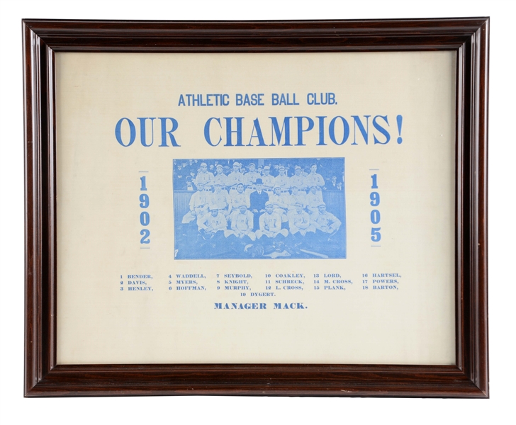 1905 PHILIDELPHIA AS "OUR CHAMPIONS" LARGE FORMAT SILK.