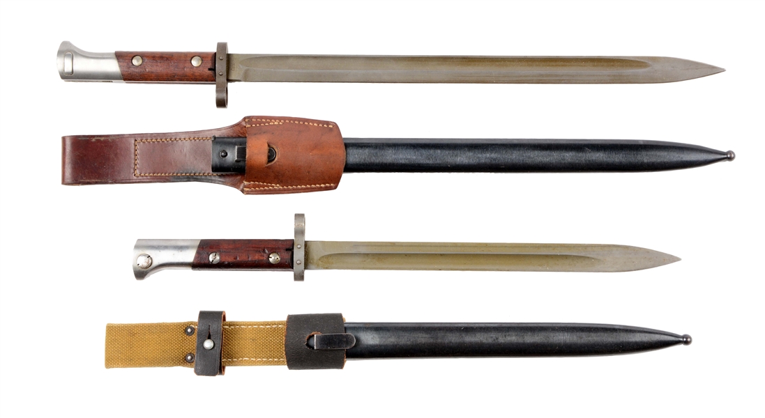 LOT OF 2: CZECH BAYONETS, SCABBARDS & FROGS.