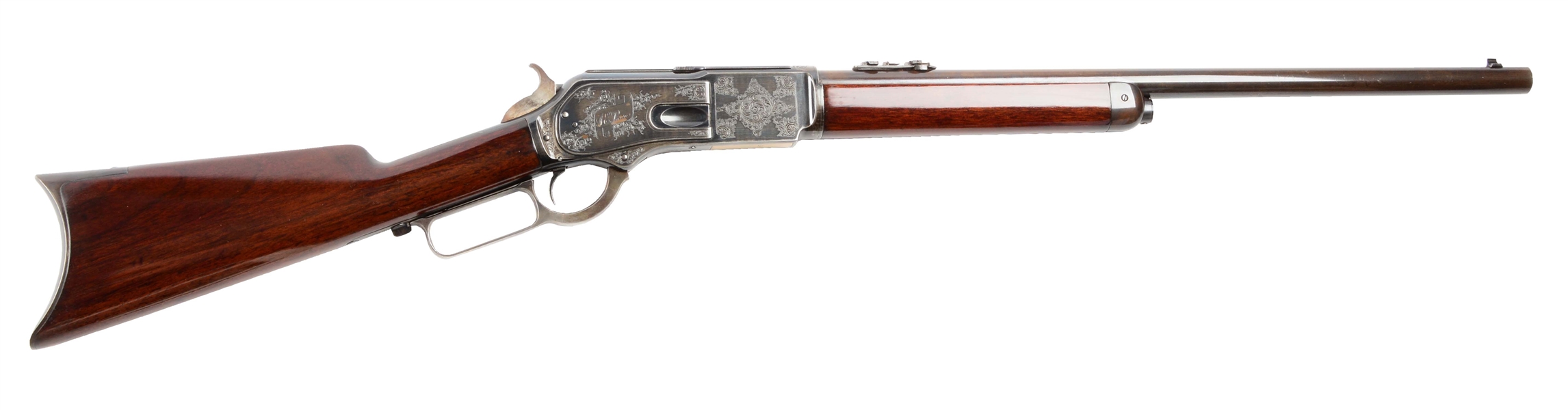 (A) PRESENTATION DELUXE 1876 WINCHESTER ENGLISH "BIG 50" SHORT RIFLE.