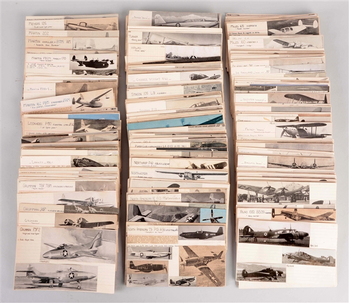 LARGE LOT OF AIRPLANE NOTE CARDS WITH PHOTOGRAPHS & NOTES.