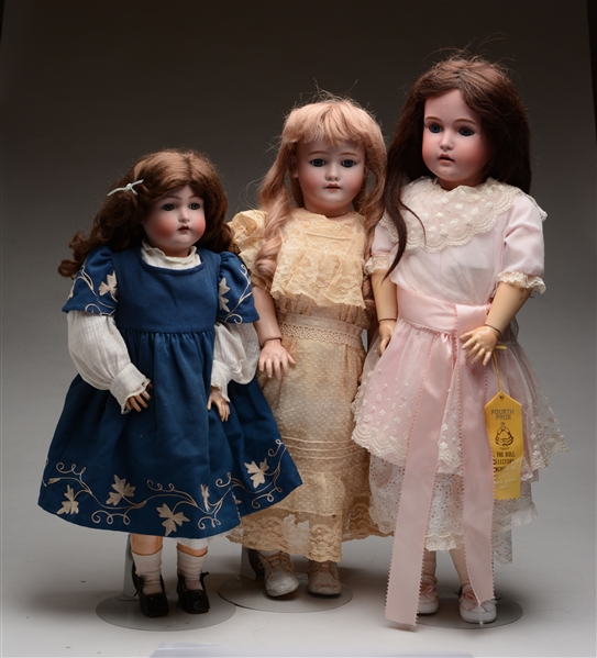 LOT OF 3: GERMAN OPEN MOUTH DOLLS.