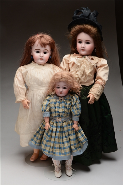 LOT OF 3: GERMAN OPEN MOUTH DOLLS.