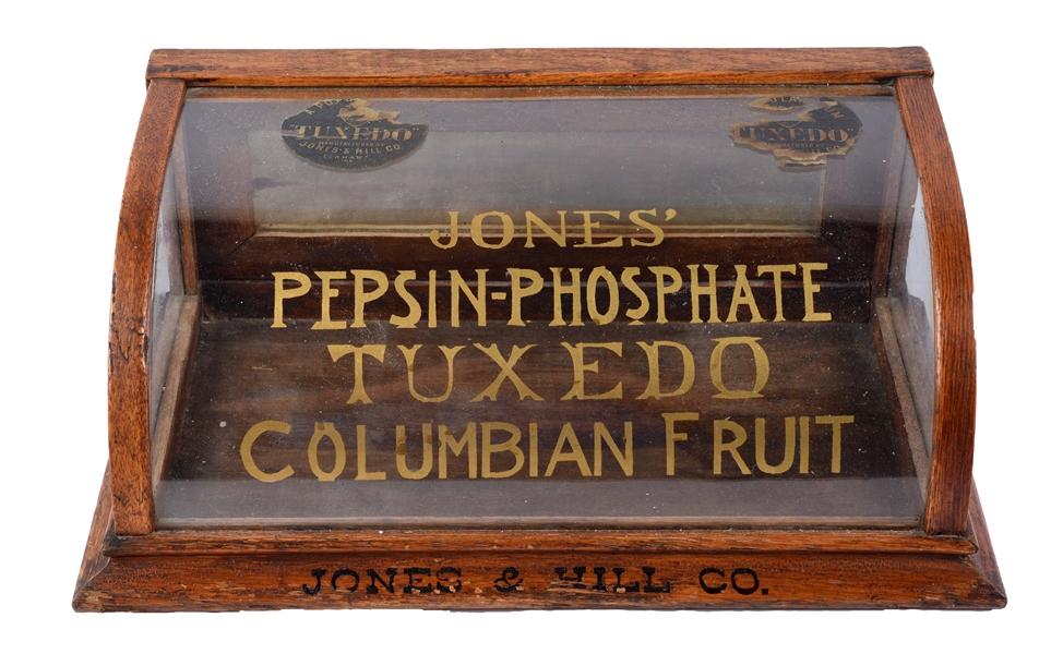 JONES PEPSIN PHOSPHATE TUXEDO COLUMBIA FRUIT DISPLAY CASE. 