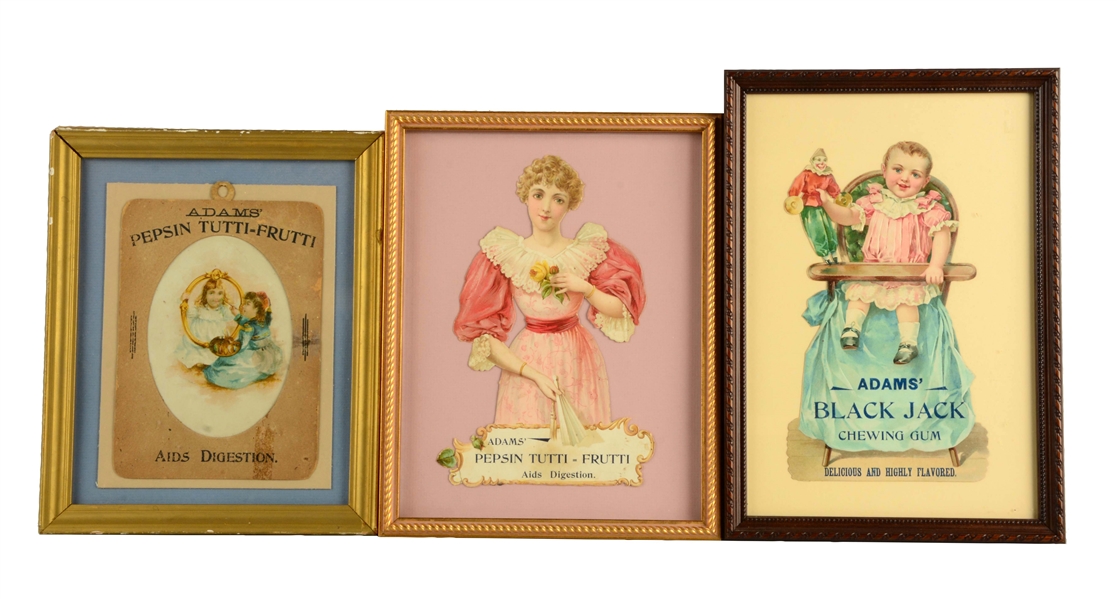 LOT OF 3: EARLY FRAMED CHEWING GUM DIECUTS.