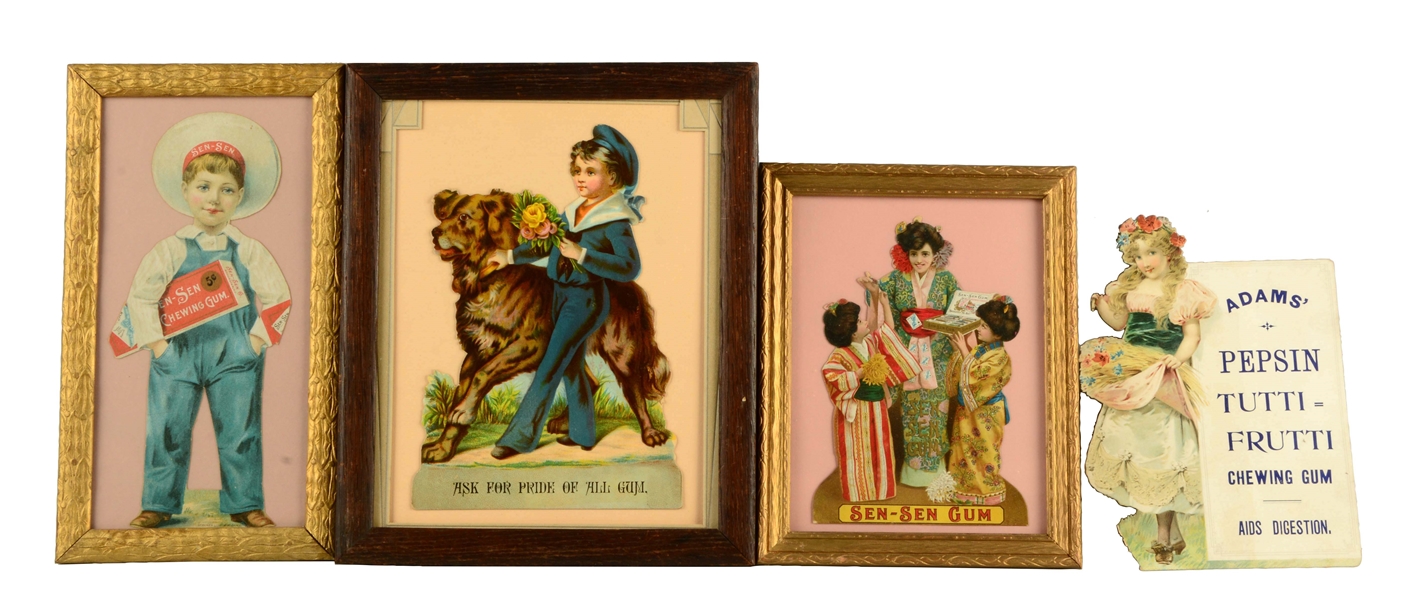 LOT OF 4: ASSORTED FRAMED GUM PIECES.
