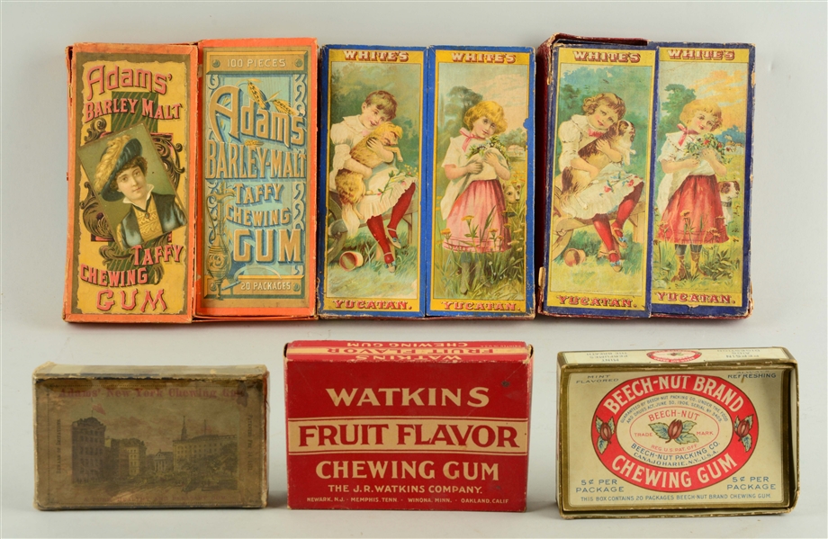LOT OF 6: EARLY CHEWING GUM BOXES.