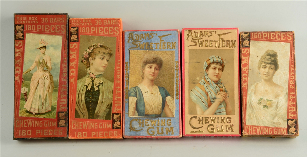 LOT OF 5: ADAMS CHEWING GUM BOXES.