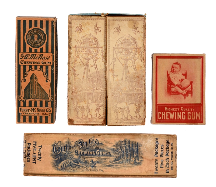 LOT OF 4: CHEWING GUM BOXES. 