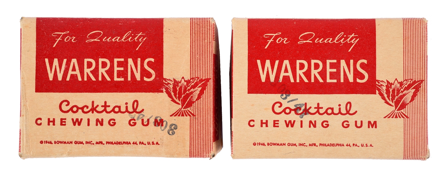 LOT OF 2: WARRENS COCKTAIL CHEWING GUM BOXES. 