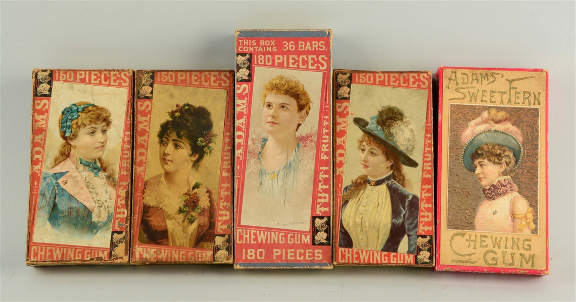 LOT OF 5: ADAMS CHEWING GUM BOXES. 