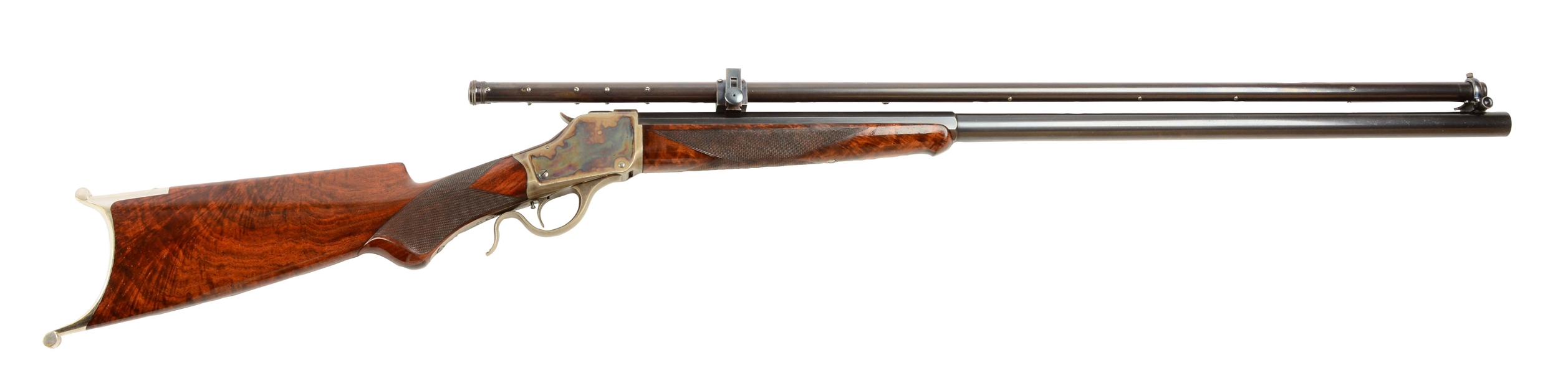 (A) NEAR MINT WINCHESTER MODEL 1885 HIGH WALL DELUXE SINGLE SHOT RIFLE.
