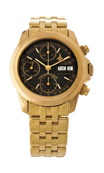 CHASE-DURER FIGHTER COMMAND 18K YELLOW GOLD DAY-DATE CHRONOGRAPH WRISTWATCH MODEL NUMBER CD-041.
