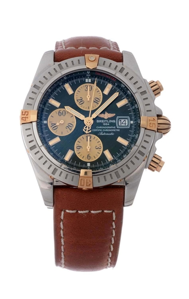 BREITLING STAINLESS STEEL & 18K YELLOW GOLD EVOLUTION WRISTWATCH MODEL NUMBER B13356.