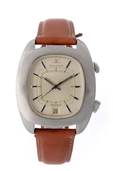 VINTAGE JAEGER-LECOULTRE STAINLESS STEEL AUTOMATIC WRISTWATCH WITH DATE MODEL NUMBER E872.