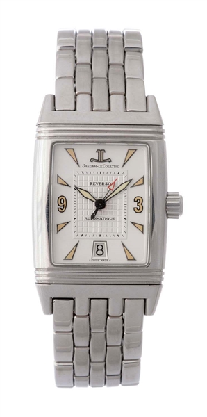 JAEGER-LECOULTRE STAINLESS STEEL REVERSO WRISTWATCH MODEL NUMBER 290.8.60.