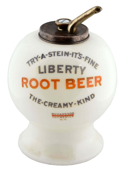 LIBERTY ROOT BEER "THE CREAMY KIND" SYRUP DISPENSER. 