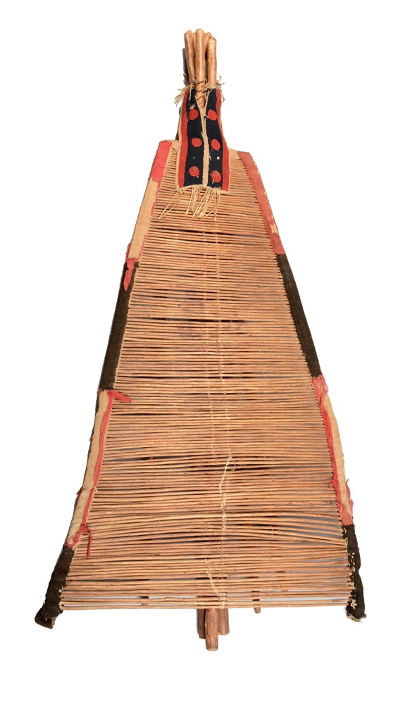 BLACKFOOT WILLOW TEPEE BACKREST WITH PERIOD POLES.