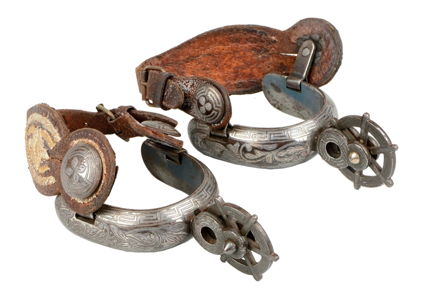 CHARRO PERIOD MEXICAN ROUND ROWEL SPURS.