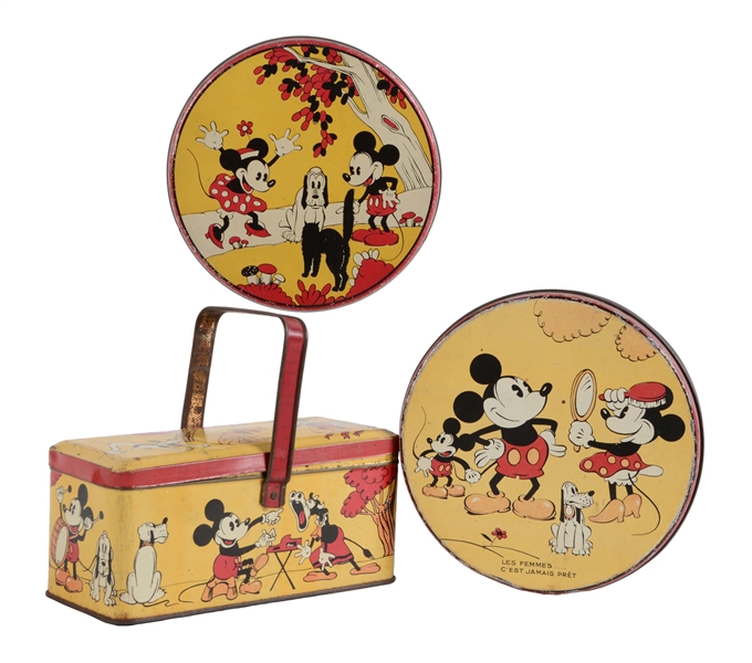 LOT OF 3: FOREIGN MADE WALT DISNEY TIN LITHO BISCUIT & CANDY TIN. 