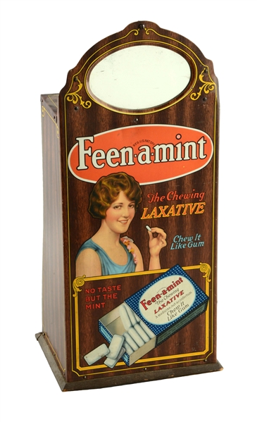 FEEN-A-MINT CHEWING LAXATIVE TIN LITHO DISPLAY CASE. 