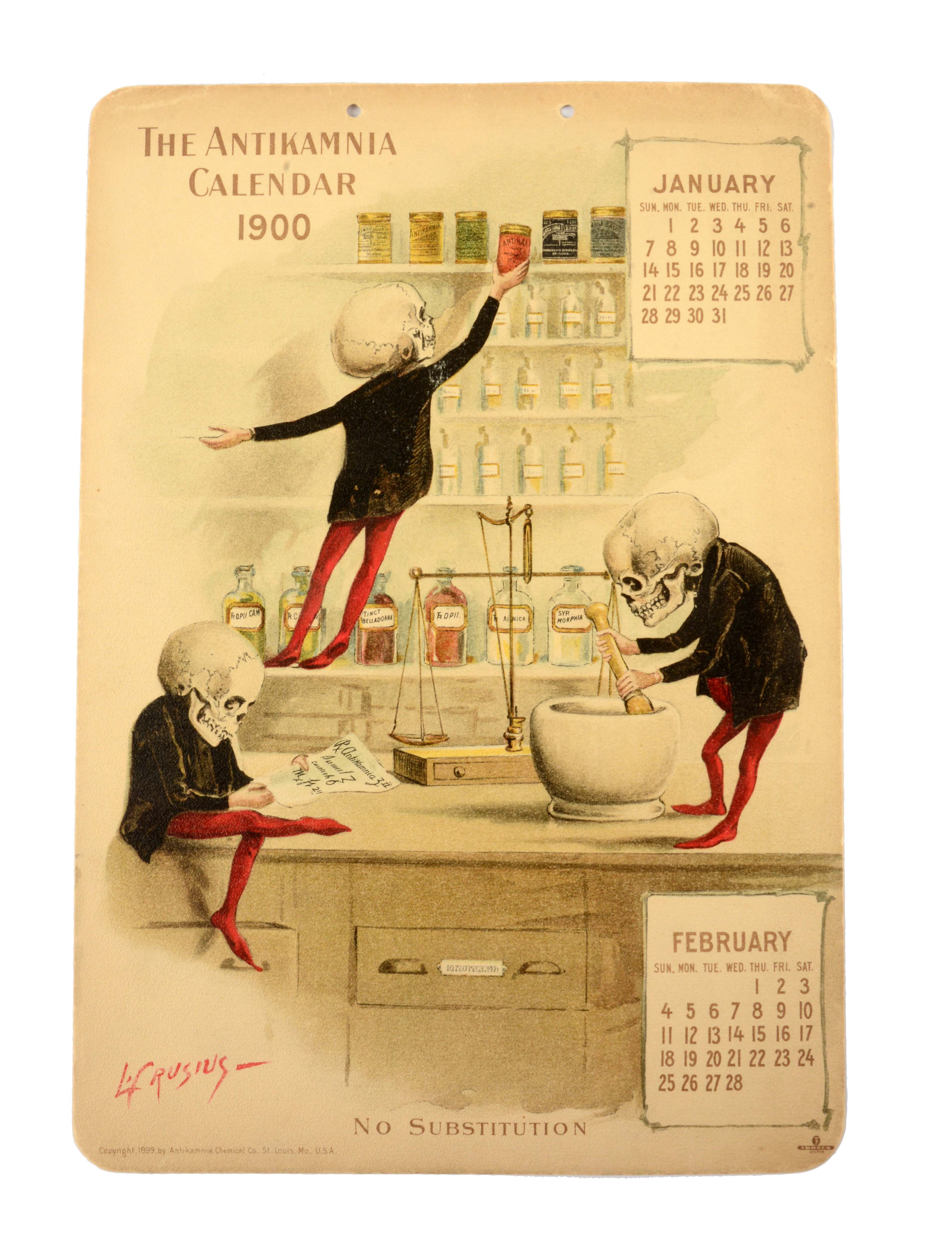 Календарь 1900. Календарь 1900 года. Календарь медицина. Antikamnia Calendar.