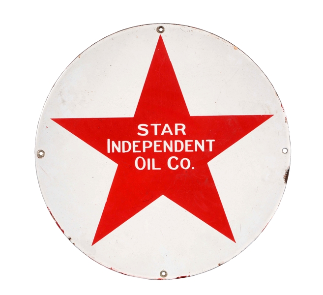 STAR INDEPENDENT OIL CO. PORCELAIN SIGN.